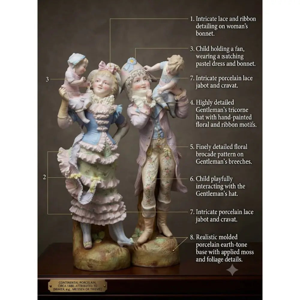 GERMAN GARDEN HOUSE, Rare 18th Century German Porcelain Figures, Rococo Style Pair